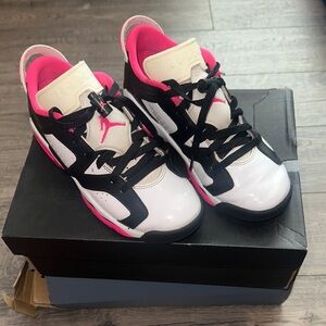 Jordan Women’s Sneakers in White, Black & Hot Pink